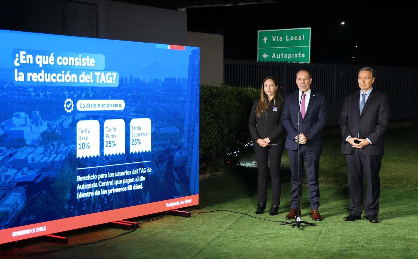 Presidente José Antonio Kast anuncia rebaja de hasta 25% en tarifas del TAG de Autopista Central