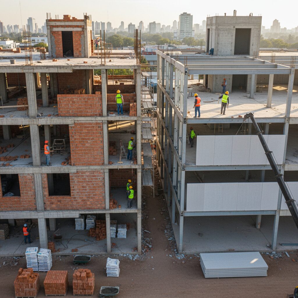 Confrontación Constructiva: Ladrillo, Cemento y Paneles en el Siglo XXI